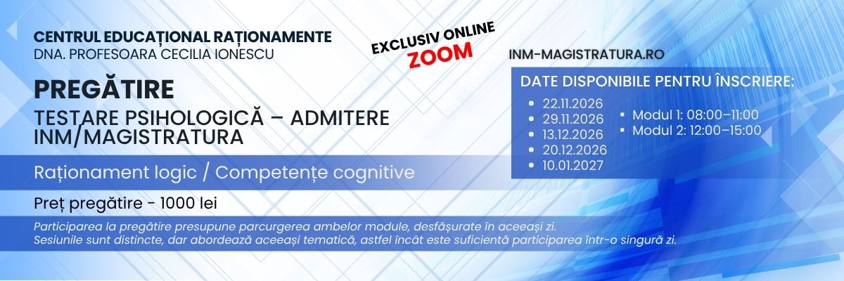 Pregătire testare psihologică 2026 - 2027 - INM/Magistratura